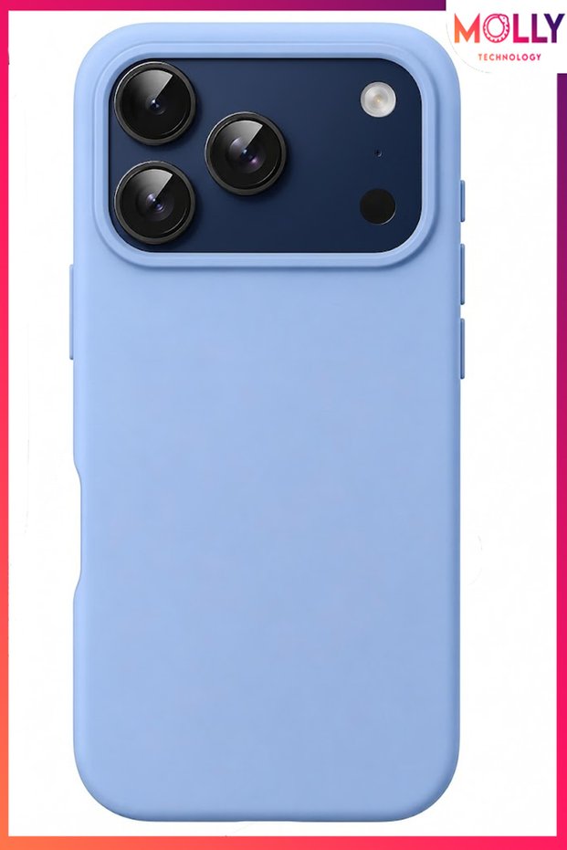 Baby Blue Liquid Inside Velvet Matte Silicone Case for iPhone 17 Pro Max