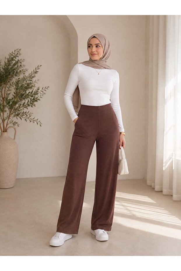 High Waist Modal Fabric Hijab Palazzo Pants