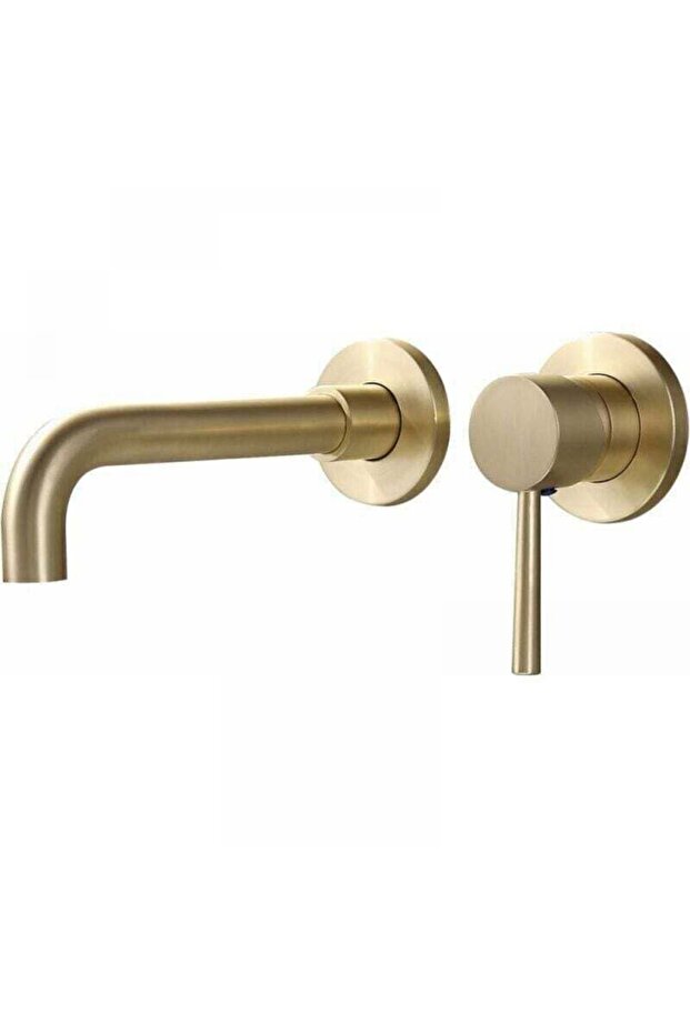 Solid brass gold-plated basin faucet, wall-mounted bathroom faucet, brushed brass rotating spout basin faucet -