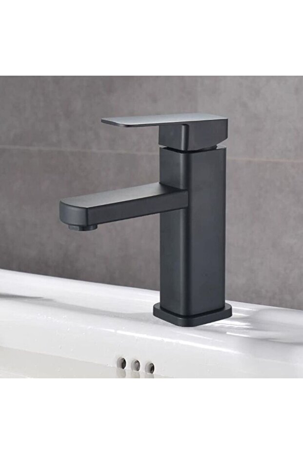 Single-hole black 304 stainless steel bathroom sink faucet