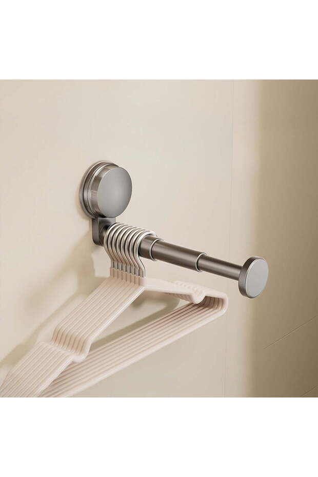 Extendable suction cup clothes hanger, no-drill wall-mounted clothes hook, space-saving foldable shelf, Geschikt voor bathroom/kitchen, grey, 2-pack