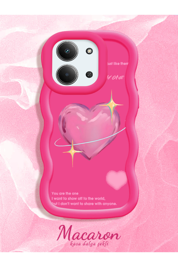 Redmi 15C 5g Compatible Silicone Phone Case with Sweet Pink Heart Motifs, Three Color Options