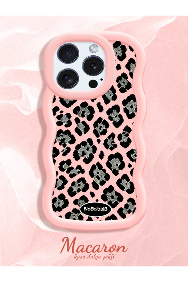 iPhone 15 Pro Compatible Wavy Frame Leopard Print High Quality Silicone Phone Case