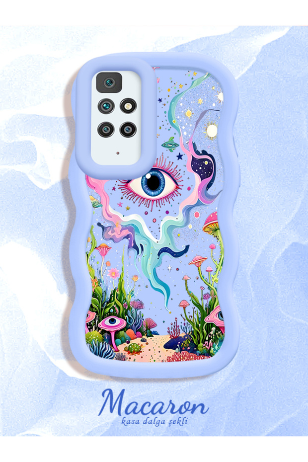 Redmi 10 2022 Compatible Colorful Psychedelic Eye Mushroom Drawing Flat Print Case