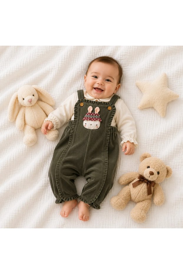 Velvet Slopet Set with Inside Bands and Rabbit Details