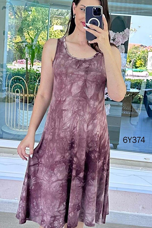 Zero Sleeve Tie-Dye Viscose Dress 6Y374