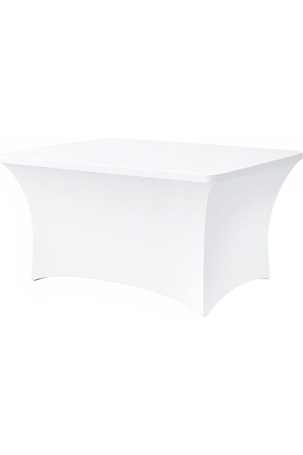 6-foot tablecloth - Stretch-fit rectangular tablecloth, washable, suitable for parties, picnics, and weddings (white).