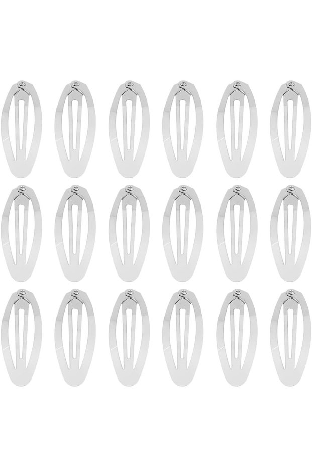 100 pieces of 2-inch silver-toned metal oval hair clips, small, delicate and cute women's hair accessories