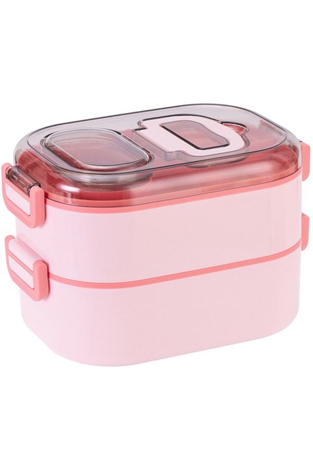 Leak-proof lunch box for adults and children - Microwave and dishwasher safe - 1110ml - Pink (19x13x13cm)