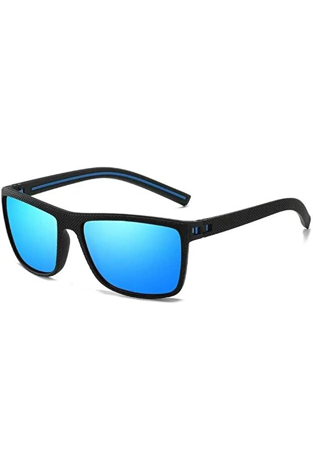 Polarized sunglasses, square, anti-glare, UV protection, unisex (blue)