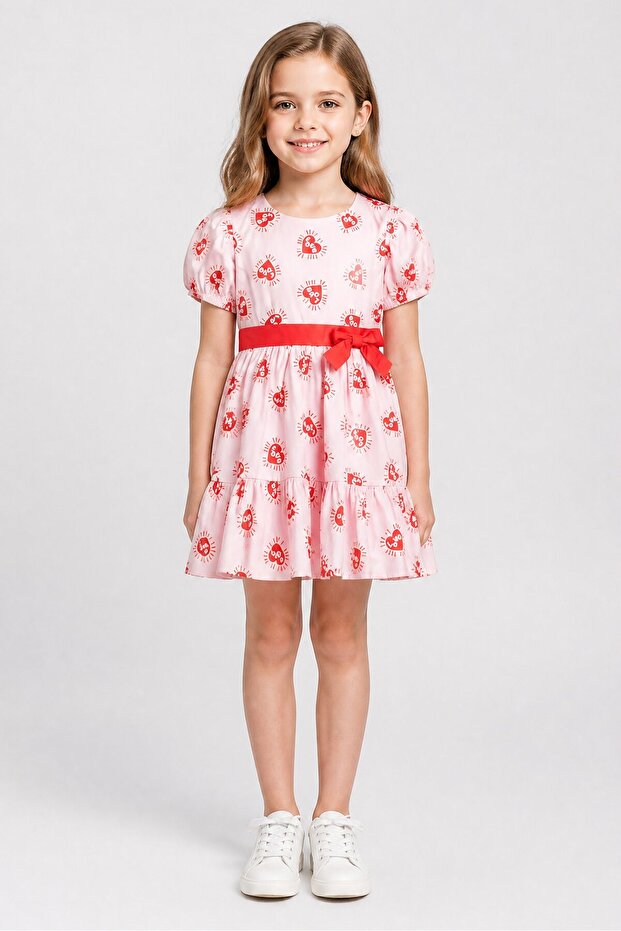 Kids Girl Allover Print Dress, Multicolor