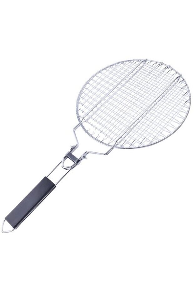 Barbecue Tool Set - Round Stainless Steel Chicken/Meat Grill Net, Detachable 28x28x1.8cm