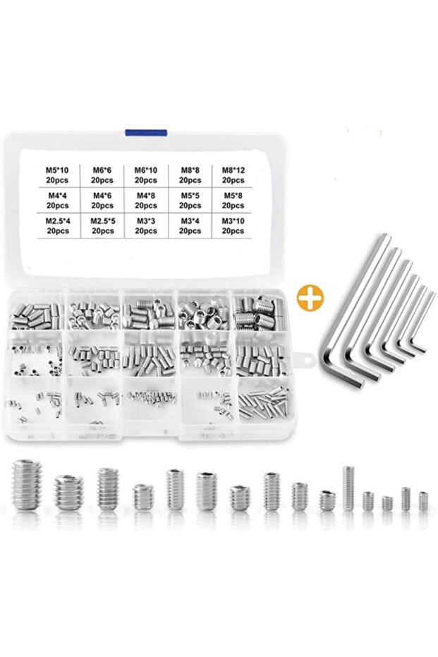 Assortment Box - Bolts - 300-Piece Stainless Steel Flat End Bolt Combination, Internal Hexagonal Fastening Bolts