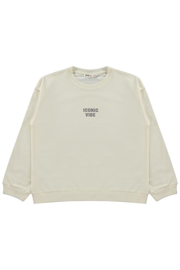 Basic Sweatshirt for Ages 10-13 - Ecru