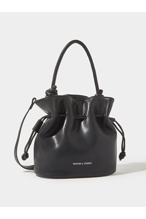 Black Drawstring Mini Handbag