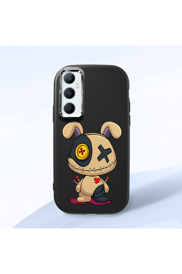 Realme C65 Compatible Case Camera Protector Black Silicone Couple Phone Case Character Patterned