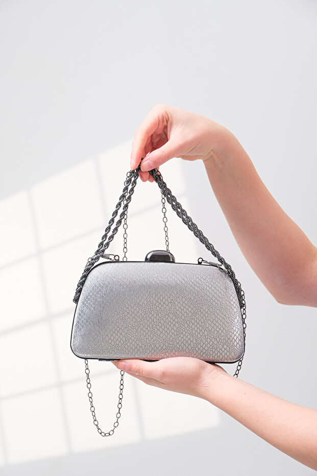 Platinum Honeycomb Snake Chain Strap Shoulder Evening Dress Wedding Evening Bag