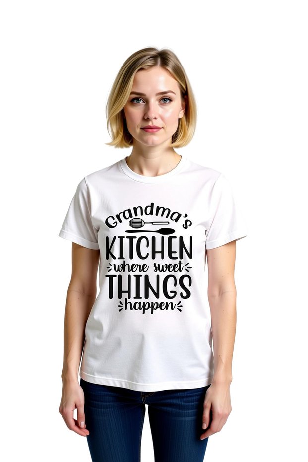Women's Kitchen Themed Printed T-Shirt Family Memories Nostalgia Emotional Message Casual Comfortable Modern Stylish