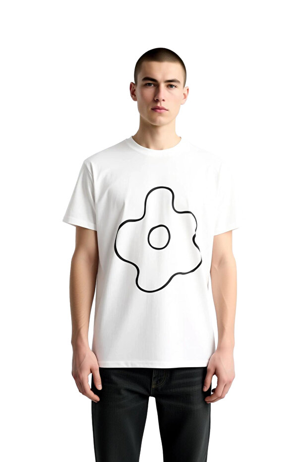 Men's Floral Pattern Printed Short Sleeve T-Shirt Wave Leaf Center Surrounding Graphic Print Casual