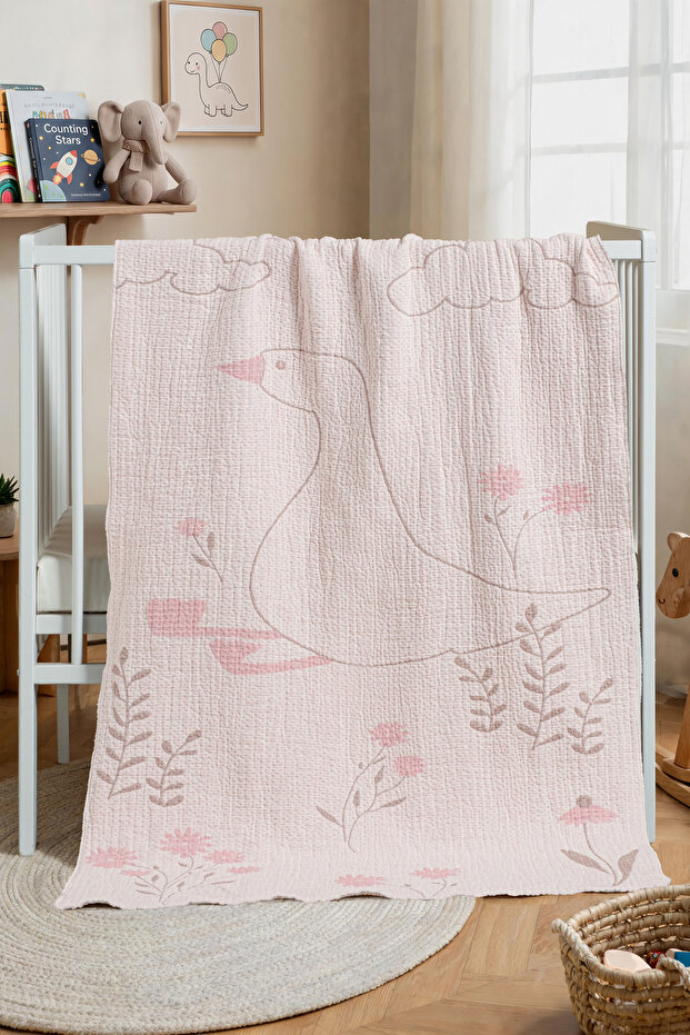 Four Layers Patterned Muslin Baby & Kids Blanket 80X140 cm | 100% Cotton, Padded Inside | Baby Pique, Stroller Cover