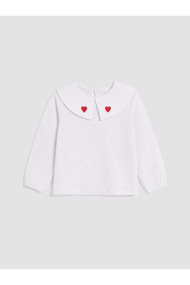 Peter Pan collar embroidered girl's t-shirt