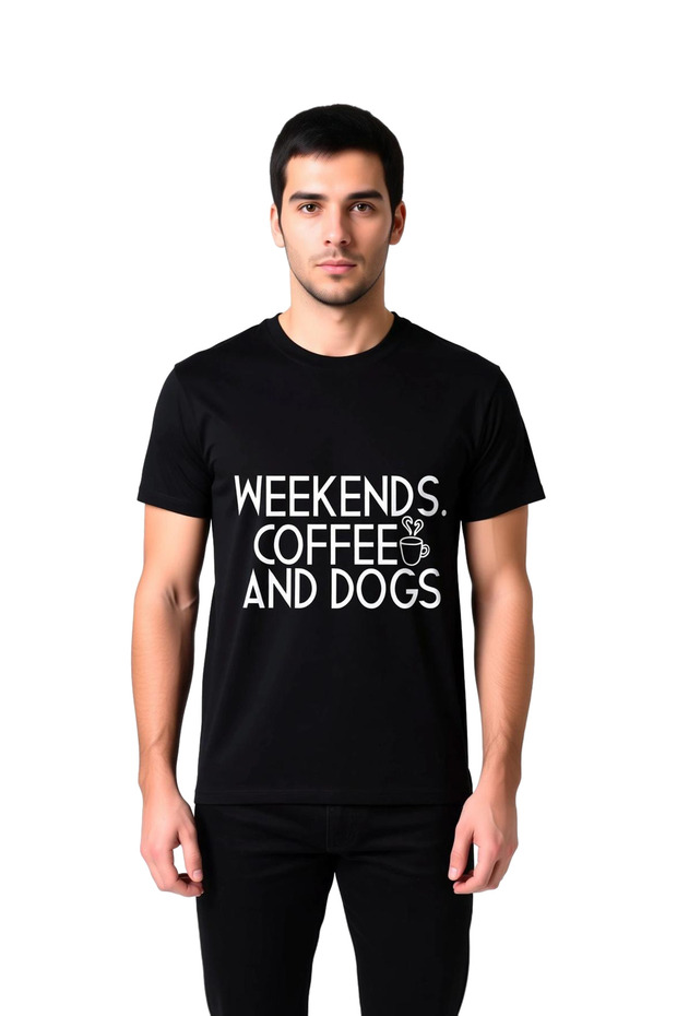 Men's Graphic Printed T-Shirt Coffee Dog Theme Short Sleeve Round Neck Relaxed Fit Casual Modern