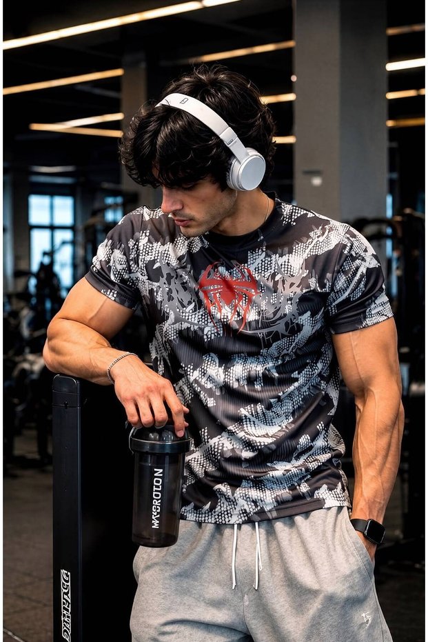 Men's Fit Gym Fitness Breathable Technical Quick Dry Slim Fit Athlete Fitness T-Shirt