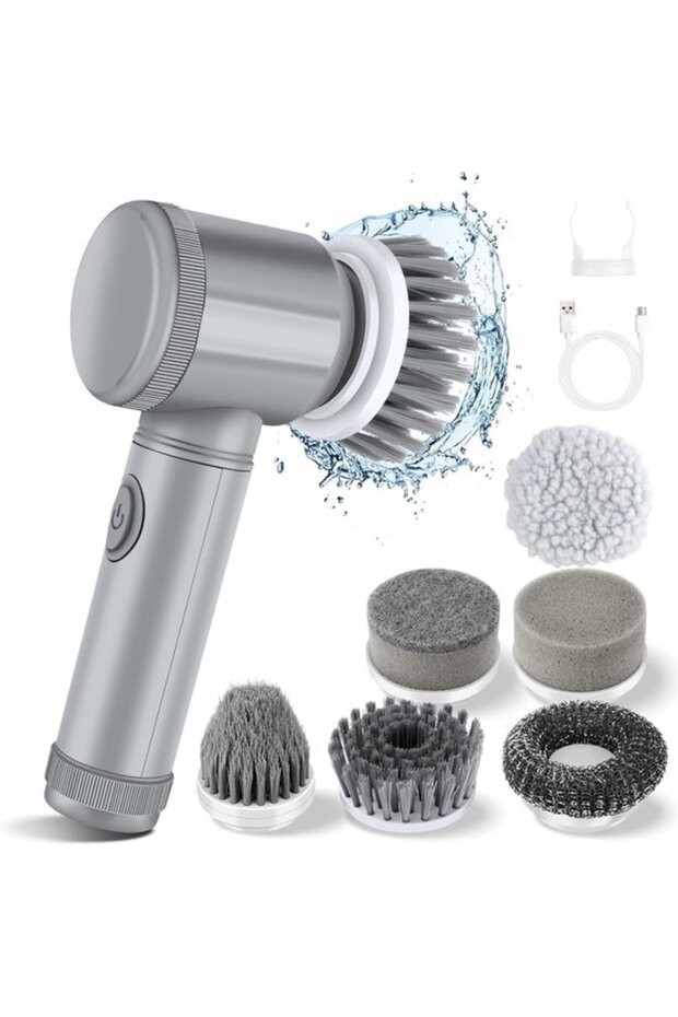 6-head black cordless electric cleaning brush
