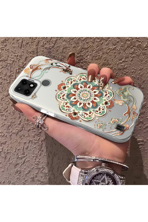 Realme C21 Compatible Traditional Dunhuang Motif Silicone Phone Case, Shockproof