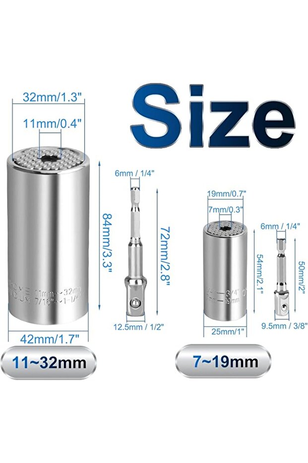Universal Socket Set (7-19mm), Multi-Function Universal Socket Tool with Drill Adapter Unscrew Any B - 5