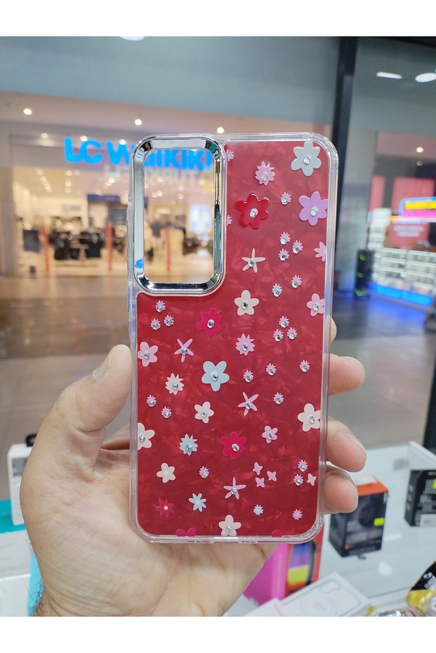 Samsung Galaxy S26 Compatible Daisy Shine Stone Flower Pattern Shiny Case