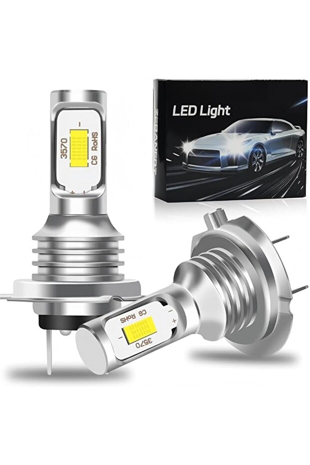 H7 LED Headlight Bulbs 6000K Cool White, Plug and Play Low Beam High Beam Fog Light, Canbus E