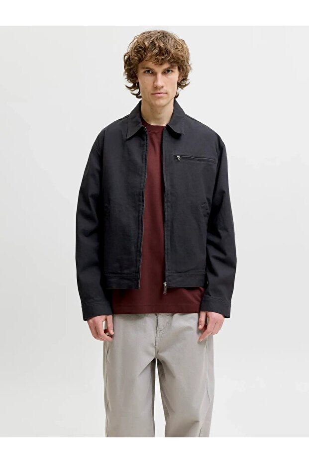 سترة رجالية سوداء من Jjteo Worker Jacket Sn