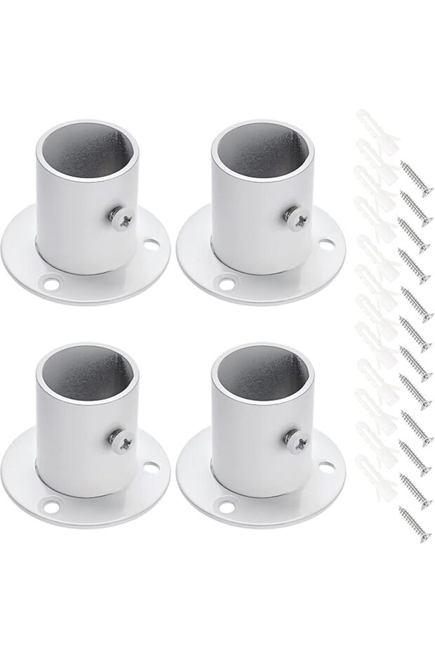 Flange Rod Holder 4Pcs Wardrobe Rail Deep Socket Heavy Duty Curtain Closet Rods Pole End Supp
