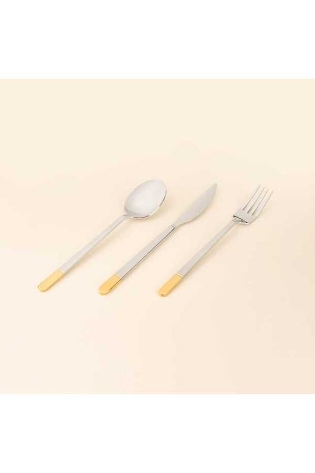 Raya 18 Piece Fork Spoon Knife Set - Gold / Gray