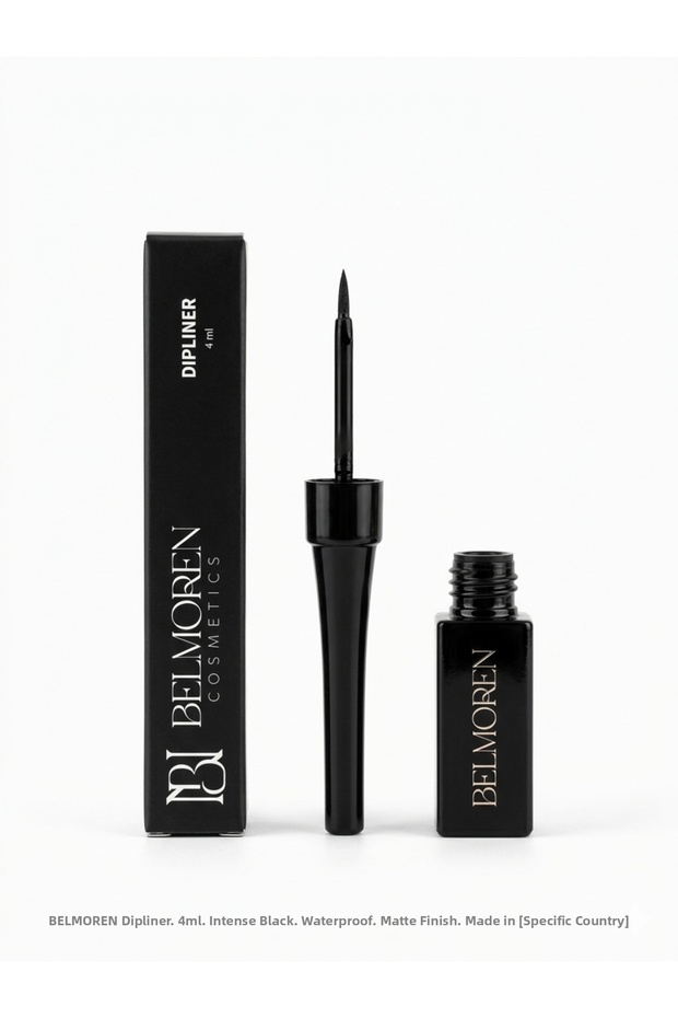 Intensely Pigmented Fine Felt Brush Semi-Matte Dipliner (Black)