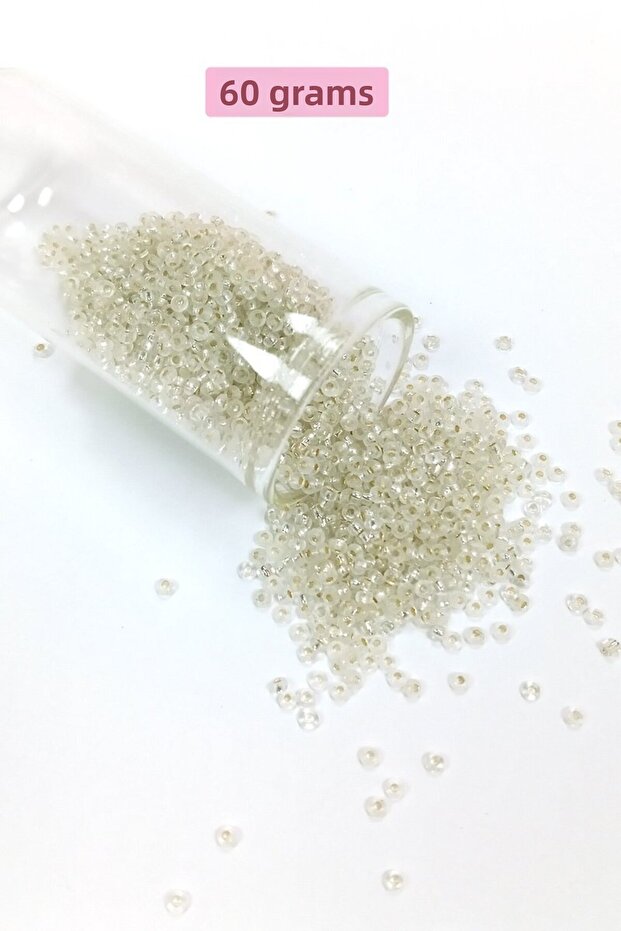 Bulk glass sand beads (11/0) 2 mm - 60 grams - transparent - bnc069