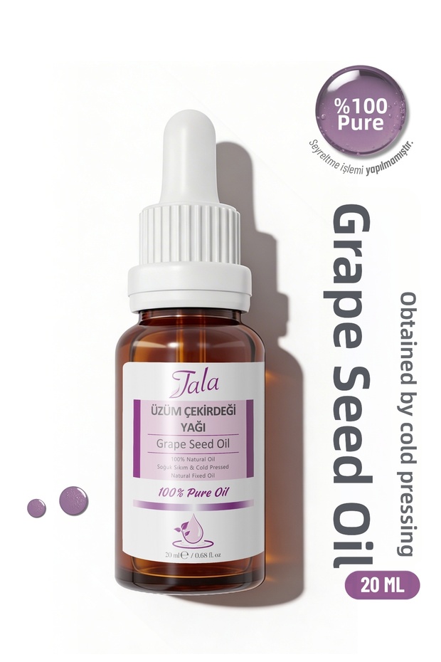 Grape Seed Oil 100% Pure and Natural Cold Pressed 20 ml