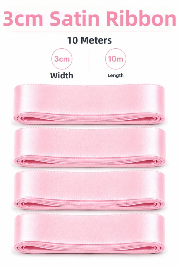 Pink Satin Ribbon 3cm 10 Meters Bobo Balloon Ornament Gift Ornament Cake Ornament Bundle Dowry