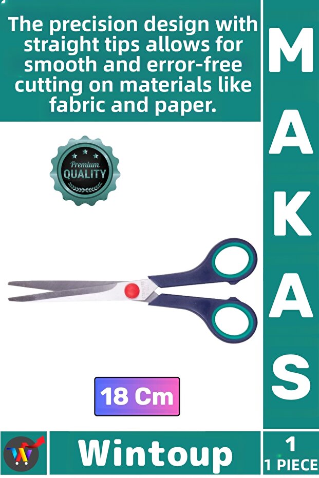 # Scissors with Sharp Steel Mouth, Ergonomic Plastic Handle, Tailor's Hobby Fabric Paper Cutting Handicraft Scissors 18 cm
