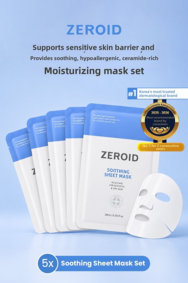 Soothing Sheet Mask Set with Intensive Moisture Support and Ceramide Content Moisturizing Mask