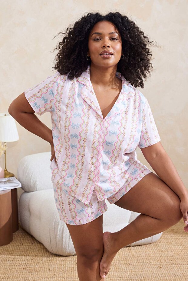 Çok Renkli %100 Pamuklu Biyeli Örme Pijama Takımı TBBSS25AI00086