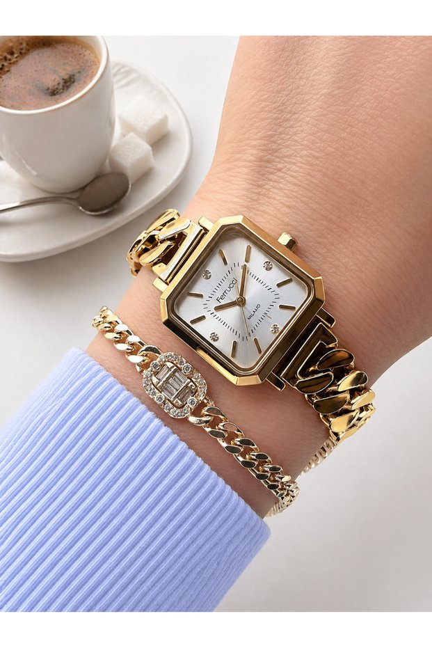 Chain Design 2 Years Warranty 3 Atm Water Resistant Women Wrist Watch+Bracelet Z03494.4