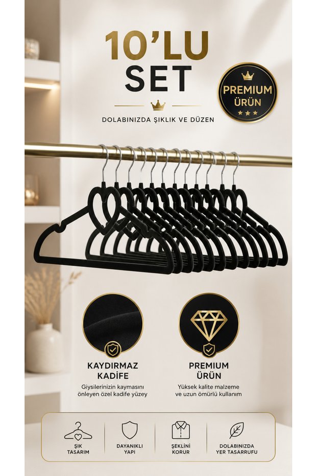 Premium Velvet Hanger Set (10 Pieces) – Elegant Organization, Flawless Protection