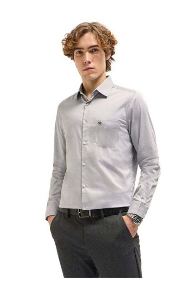 Men's Grey Tailored Fit Solid Formal Shirt for Every Occasion