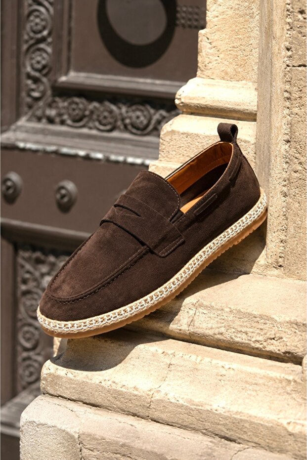 Phoenix Brown Suede 100% Genuine Leather Men's Loafer Shoes