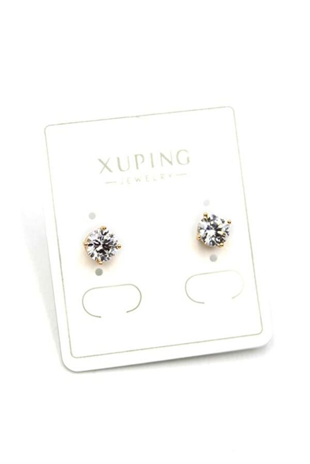 Large Size Solitaire Earrings - Gold - 2