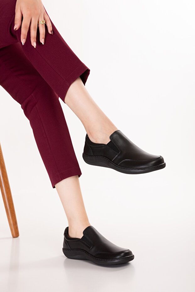 Genuine Leather Anatomical Sole Comfortable Daily Shoes Usl.2201 Black