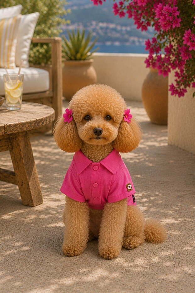 Summer Fuchsia Linen Dog Shirt, Light Weight Construction