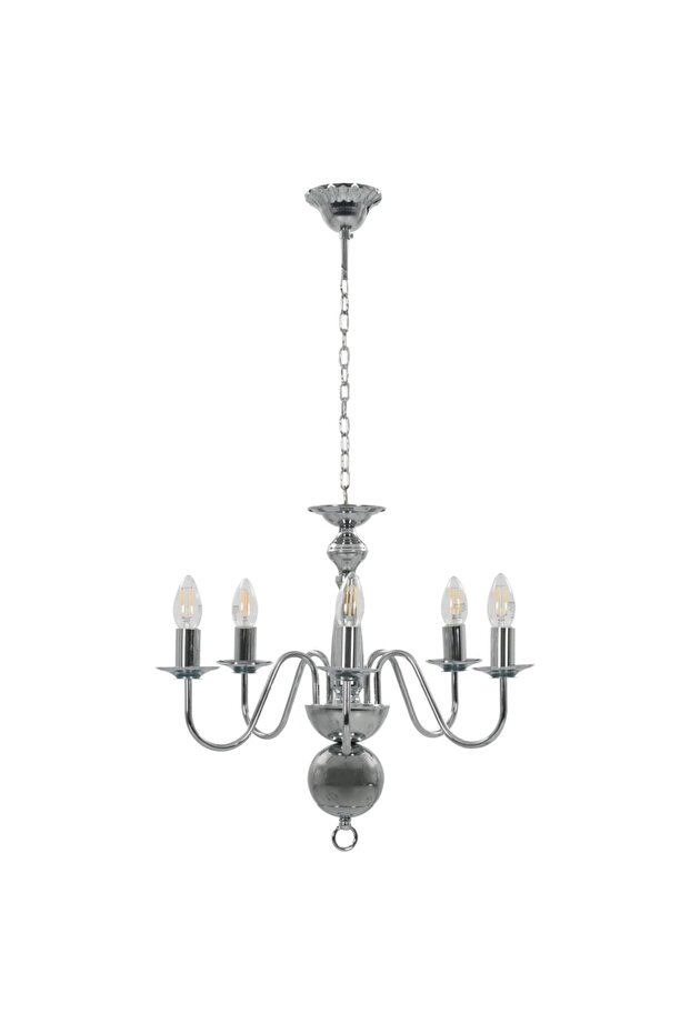 Candelabru, argintiu, 5 becuri E14 - 6